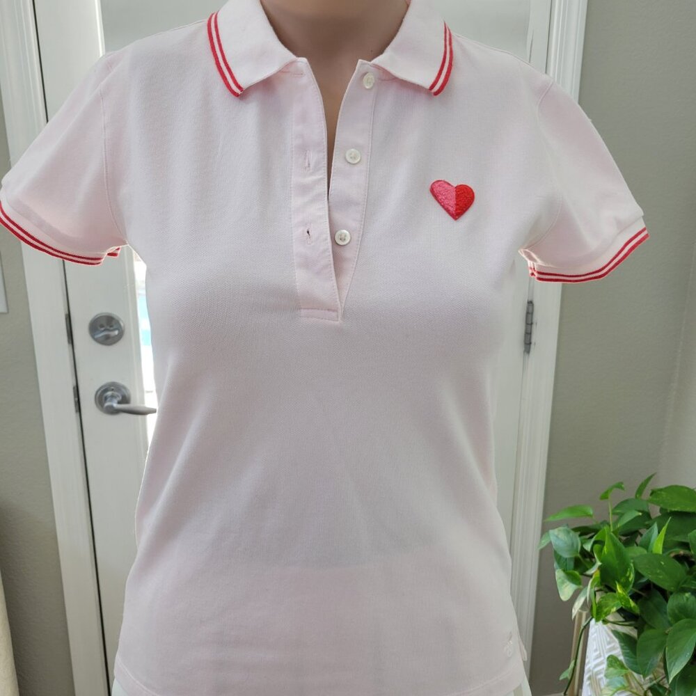 Tory Sport Pink special edition Pink polo tennis blouse size XS  red embroidered